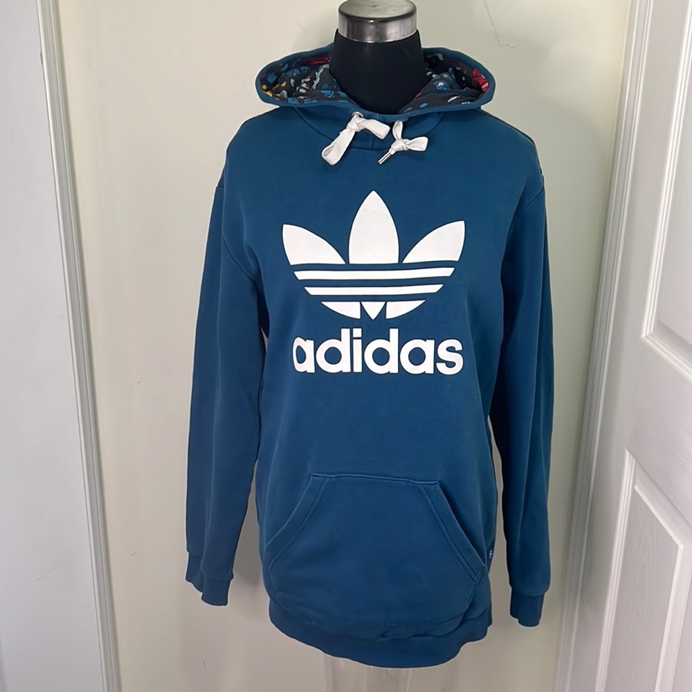 Adidas Signature Spellout Logo Hoodie Sweater Size Small